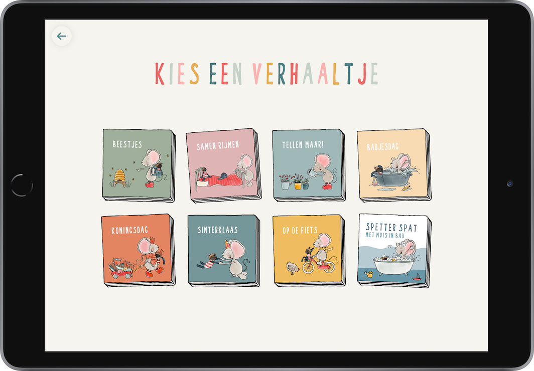 Thuis bij Muis on iPad – pick a story from eight little books