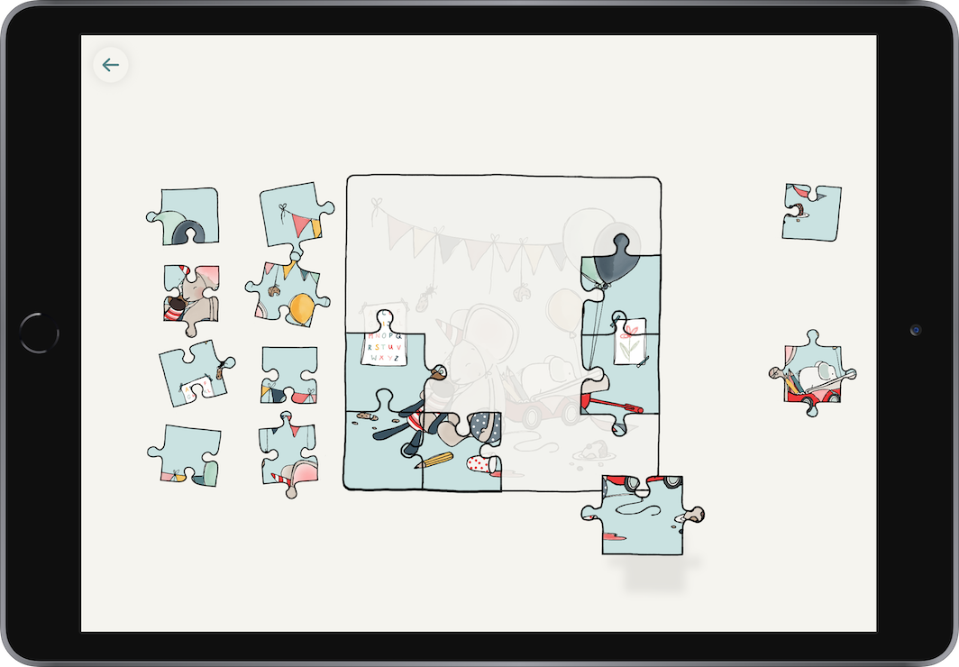 Thuis bij Muis on iPad – putting a puzzle together