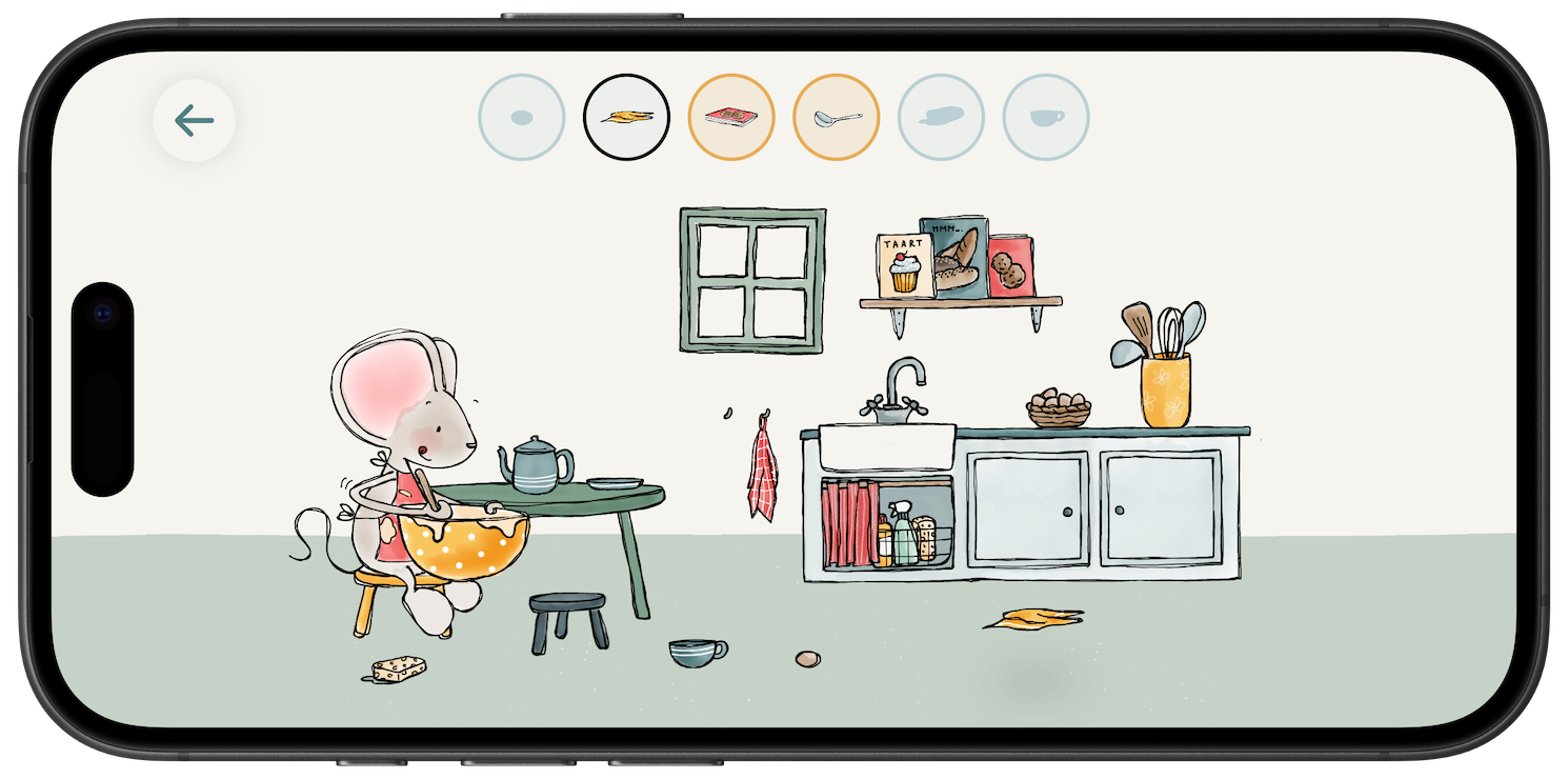 Thuis bij Muis on iPhone – tidying-up game in the kitchen